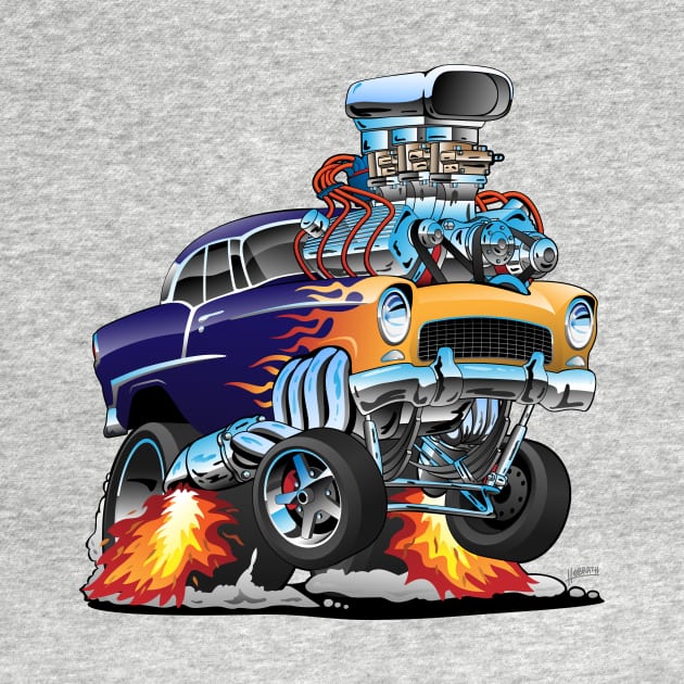 Classic Fifties Hot Rod Muscle Car Cartoon by hobrath